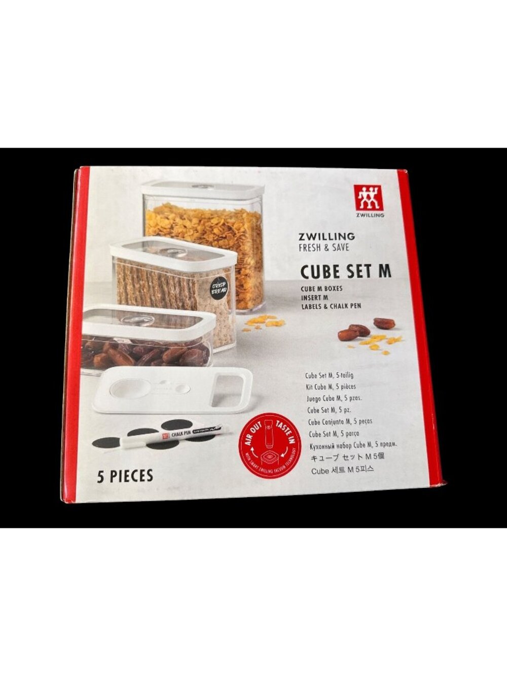 ZWILLING Fresh & Save CUBE M Containers 5‑Piece Set BPA‑Free Pantry Storage New